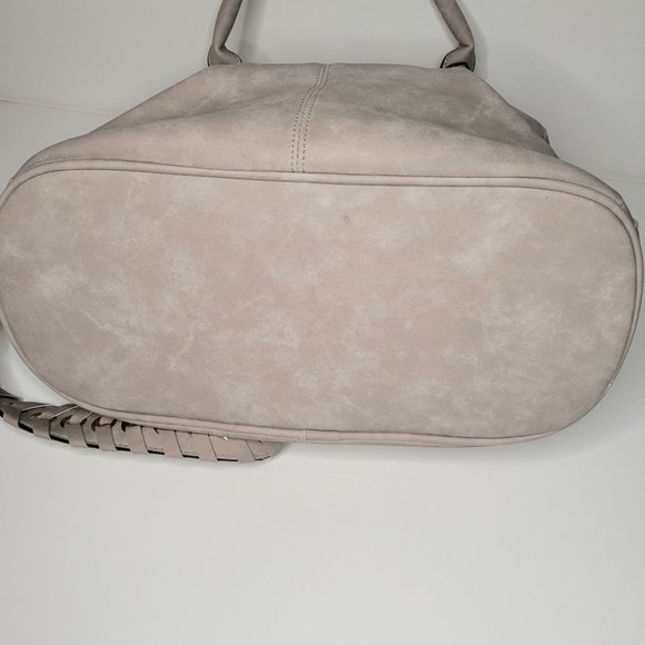 Grey Soft Vegan Leather Large Crossbody Handbag - Picture 10 of 14